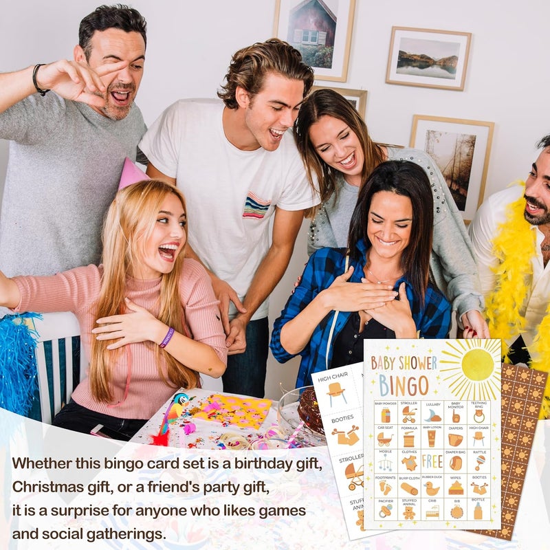 Mueddur Baby Shower Bingo Card, Sunshine Bingo Set for Adults Large Group Family Friends, Gender Neutral Baby Shower Game, Boho Sun Bingo Kit for Gender Reveal Party, Holiday Games for 24 Players -09 - Image 5